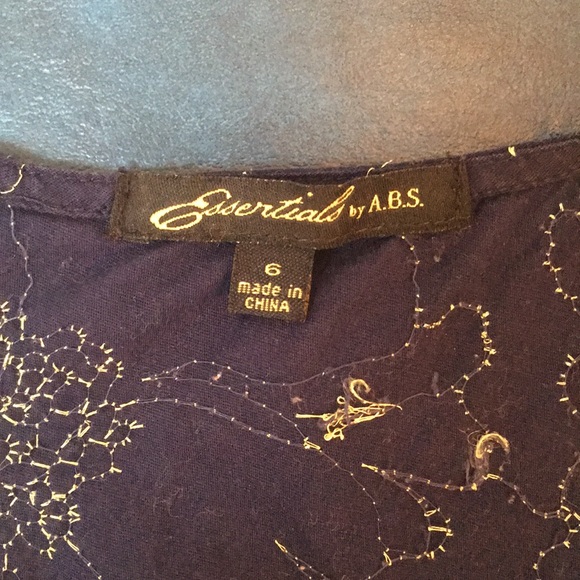 Size 6 Navy blue sleeveless dress embroidered ABS - Picture 5 of 7